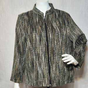 Bon Worth Vintage Tapestry Textured Blazer Zippered Large Petite